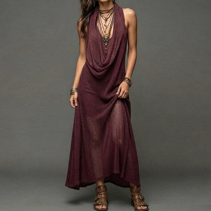 Nikkie Draped Halter Maxi Dress