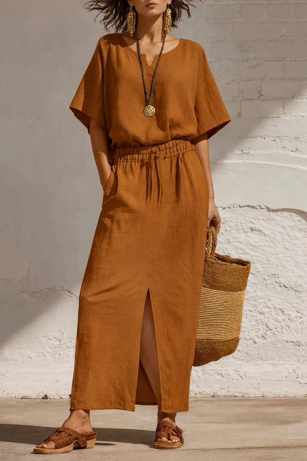 Marisol Sophisticated Split Skirt Boho Set