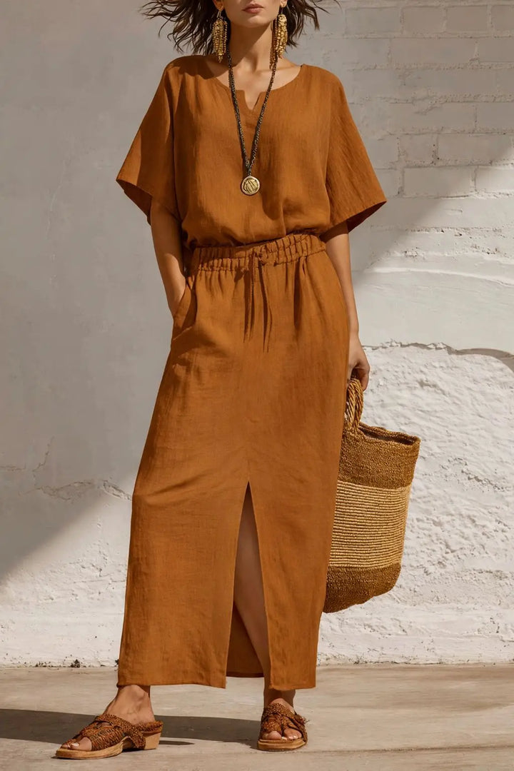 Marisol Sophisticated Split Skirt Boho Set