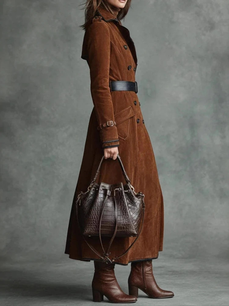 Adeline Faux Suede Trench Coat