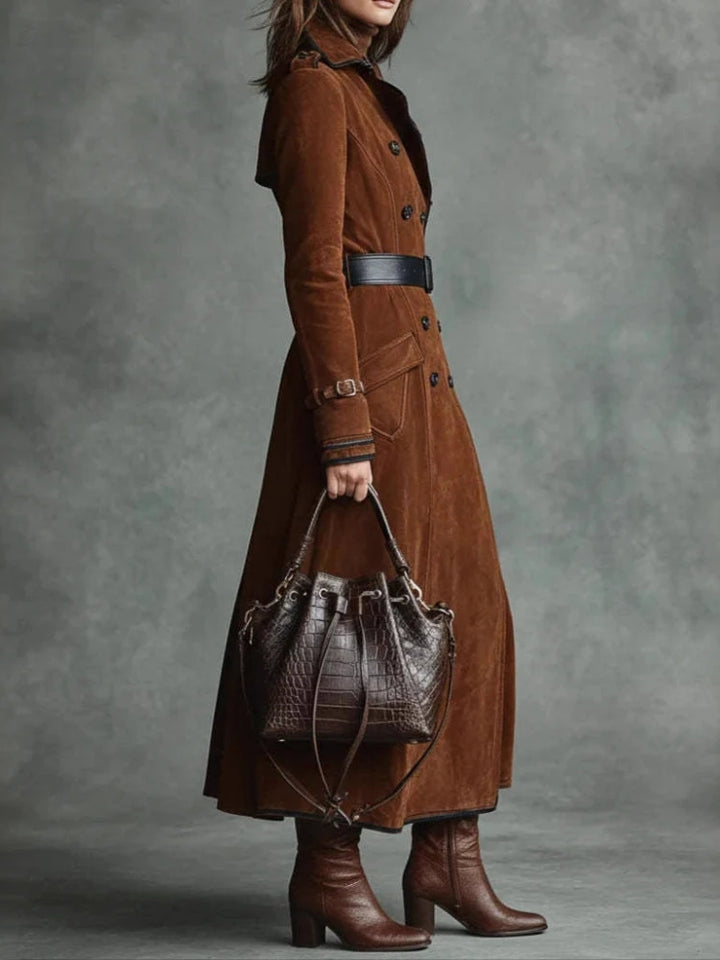 Adeline Faux Suede Trench Coat