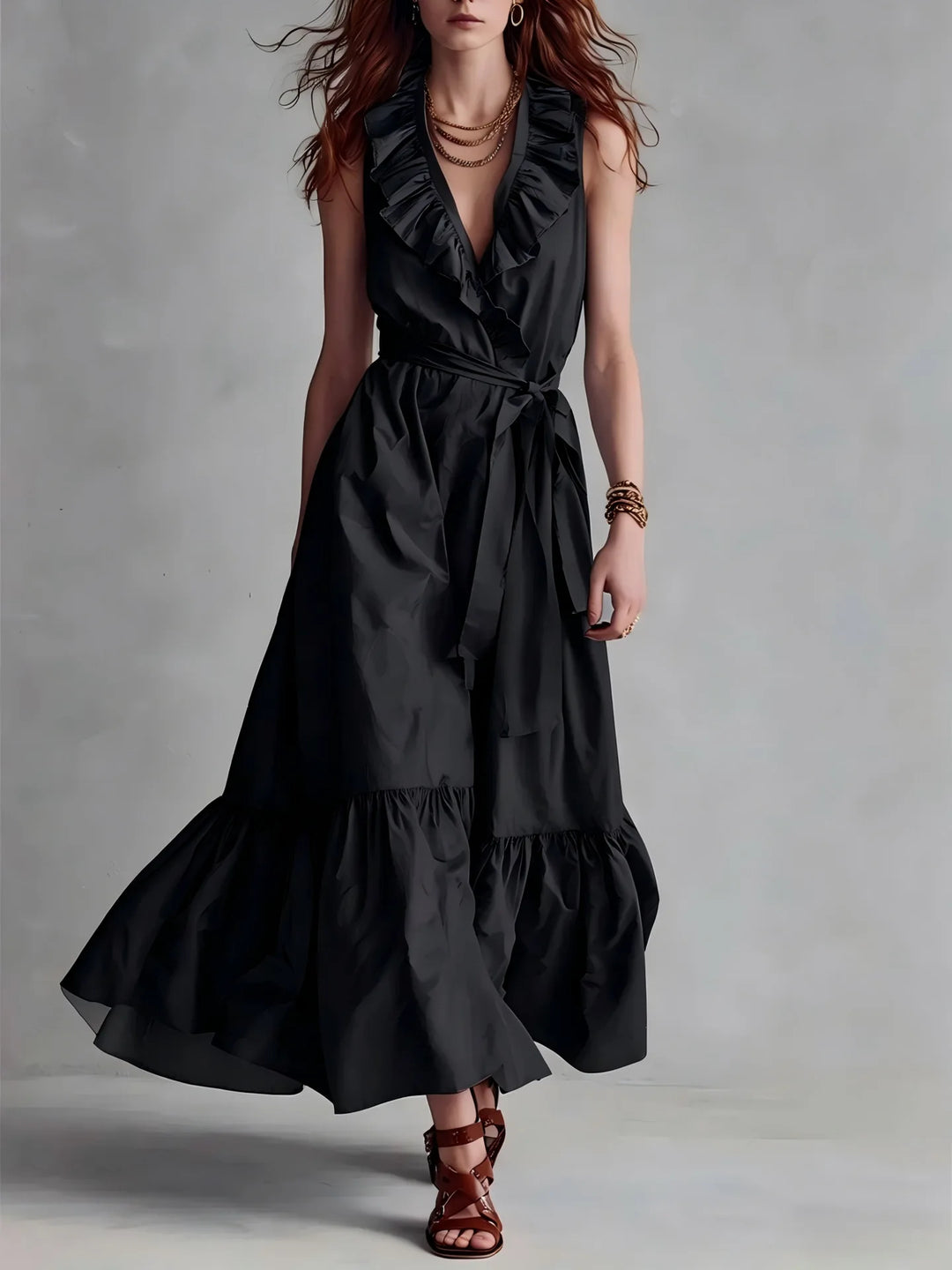 Seraphina Flowy Ruffle Hem Maxi Dress