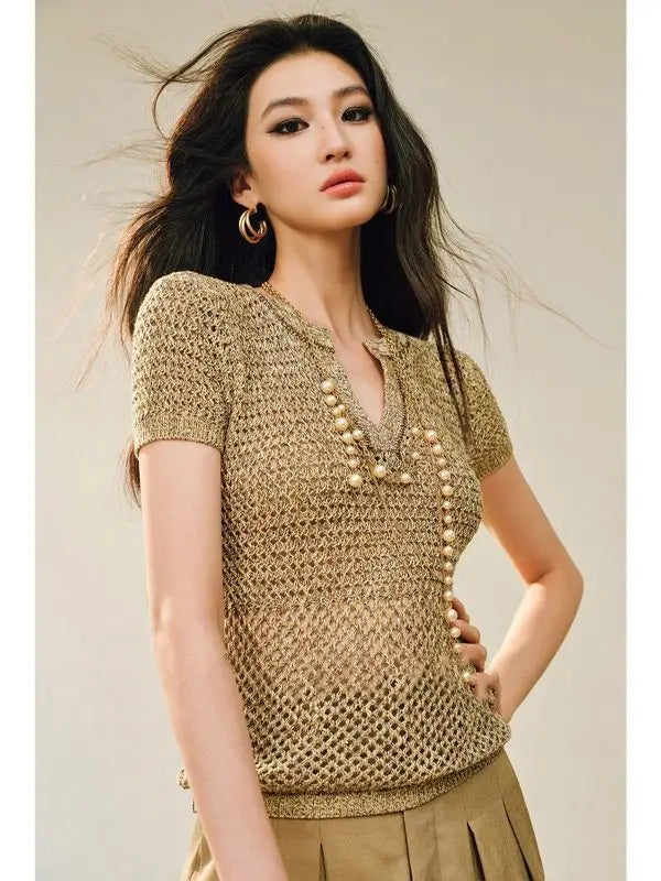 Jena Pearl Embellished Knit Top