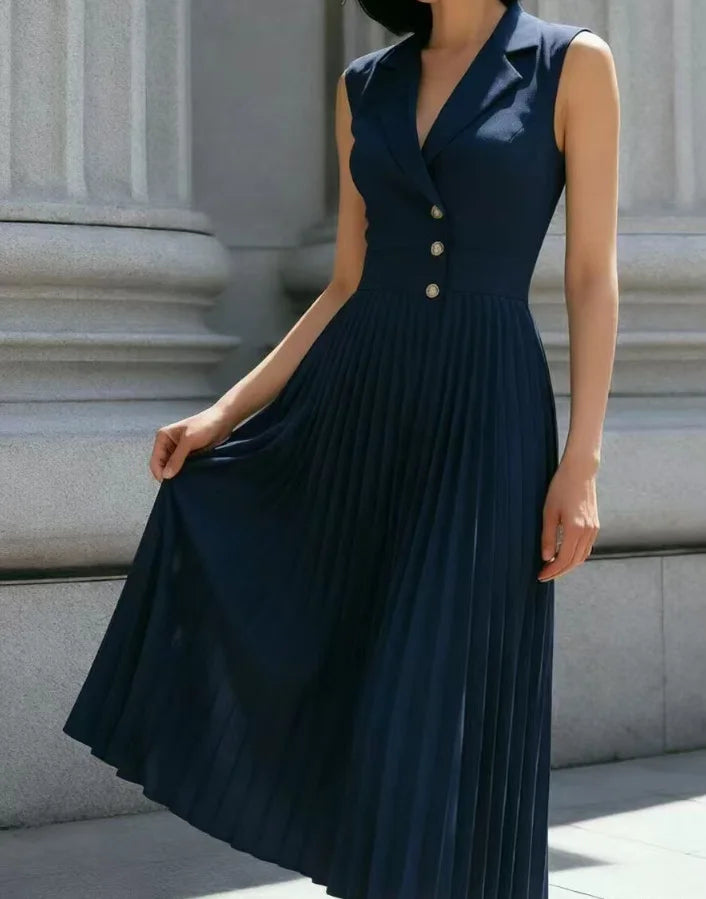 Genevieve Elegant Pleated Midi Dress