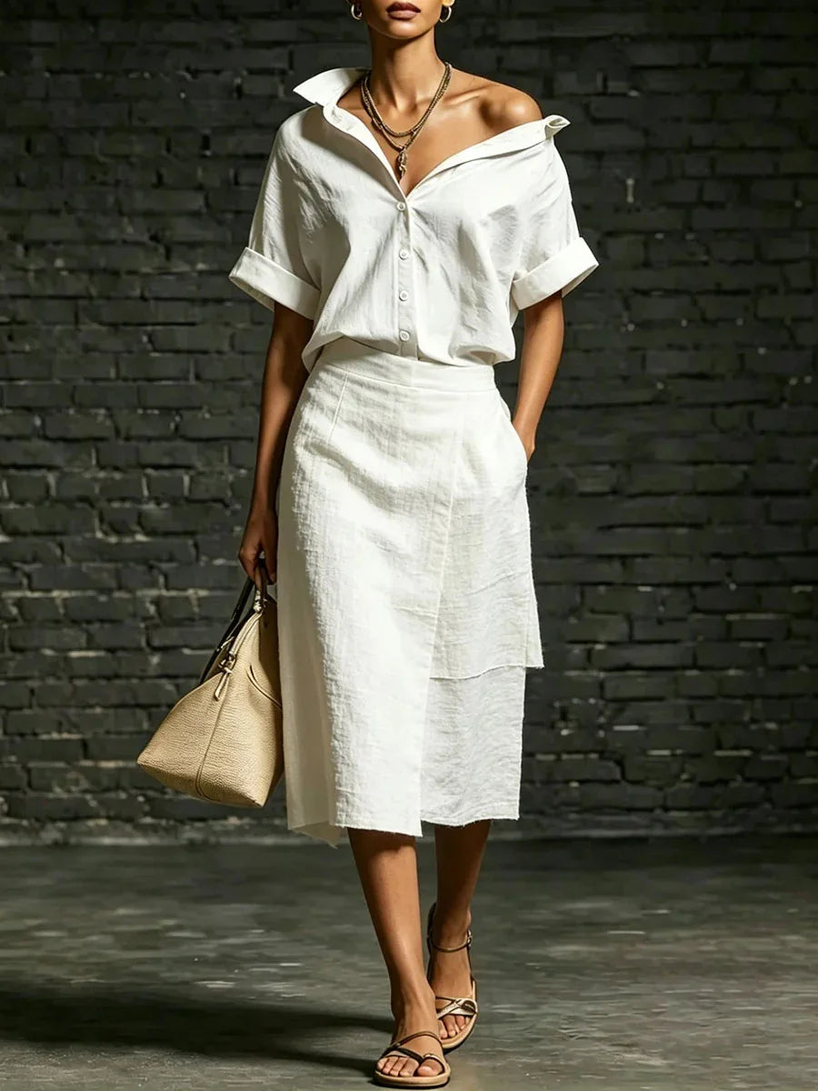 Trinity Casual Short Sleeve Skirt Set