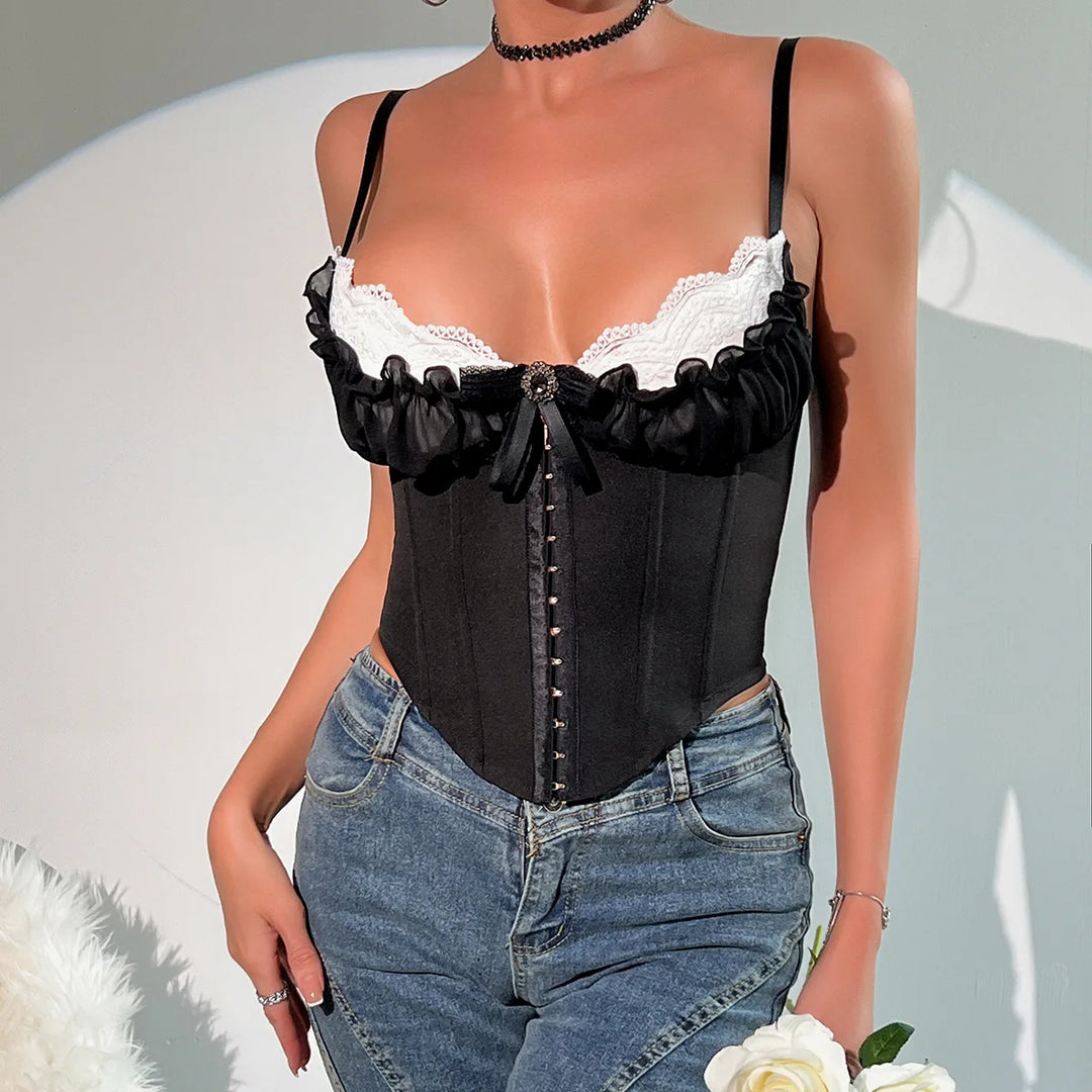Delaney Lace Trim Corset Top