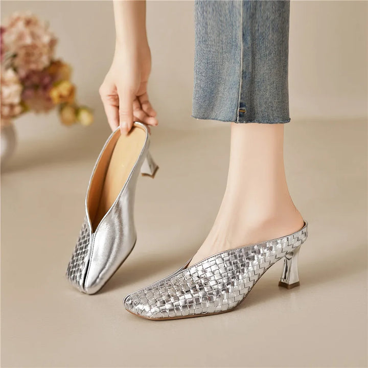 Lucia Woven Leather Heels