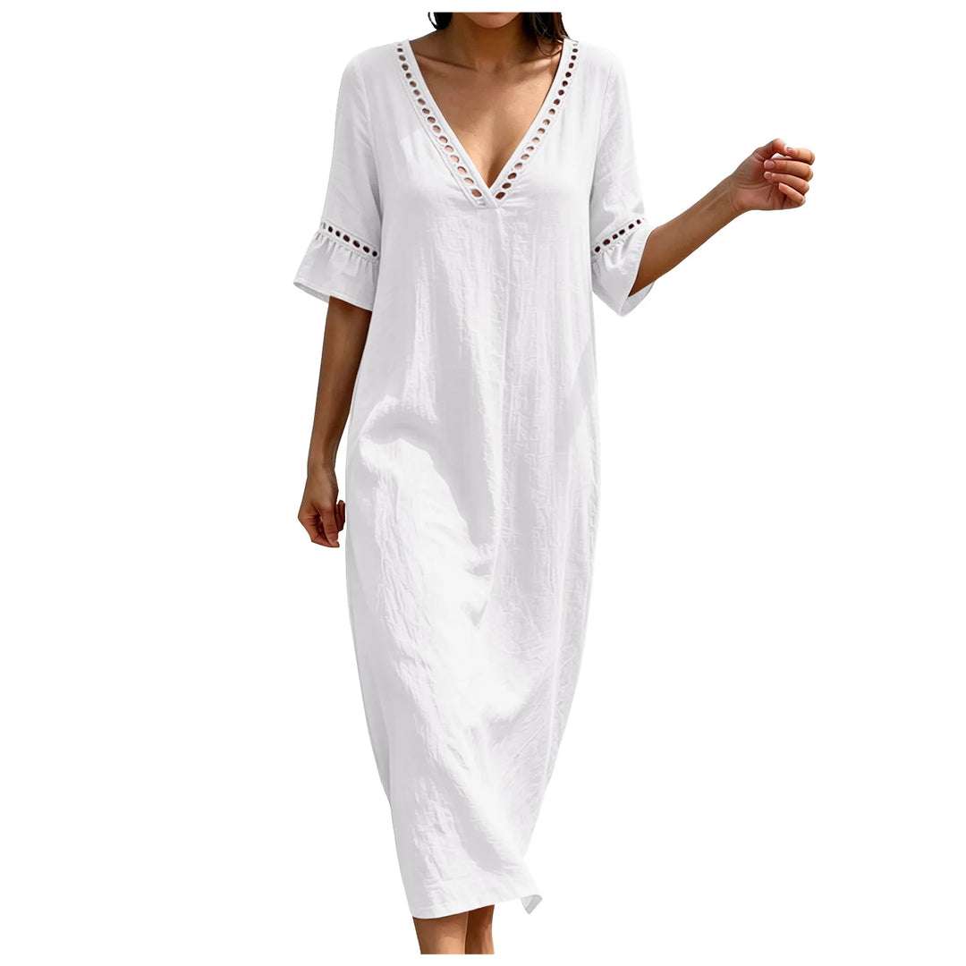 Liora V Neck Casual Maxi Dress