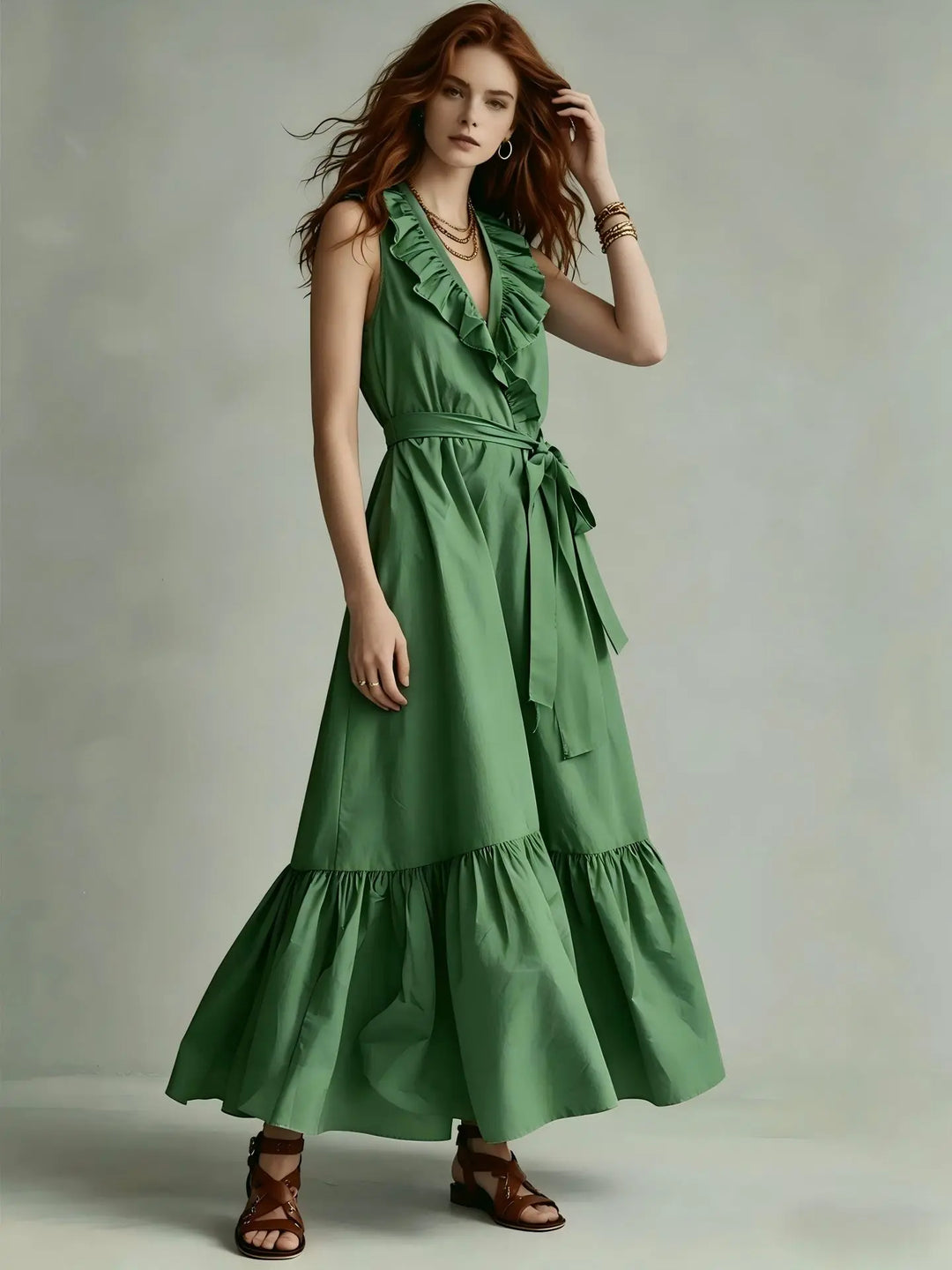 Seraphina Flowy Ruffle Hem Maxi Dress