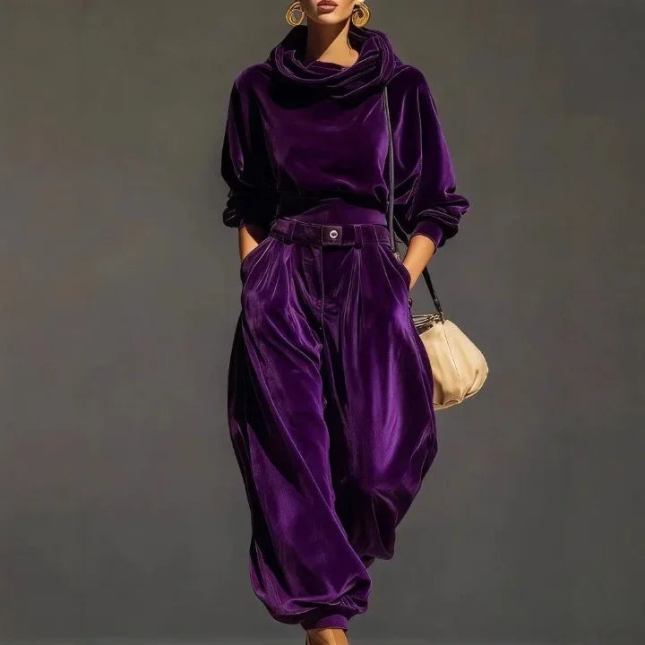 Colette Draped Hood Velvet Set