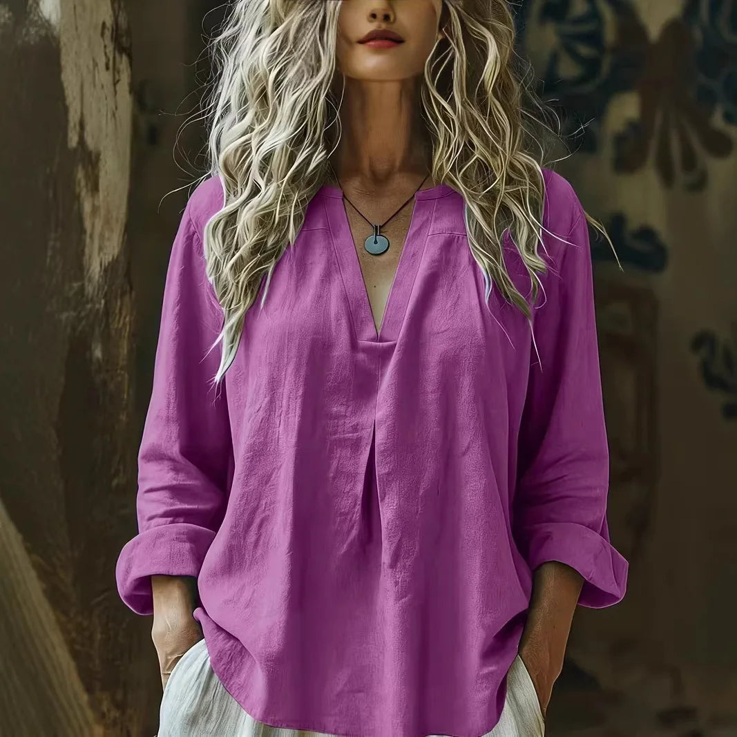 Everly Relaxed V Neck Blouse
