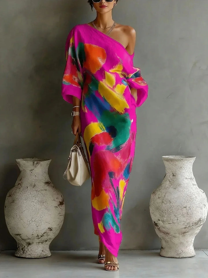 Soleil One Shoulder Bohemian Maxi Dress