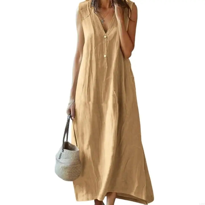 Aurielle Relaxed Linen Maxi Dress