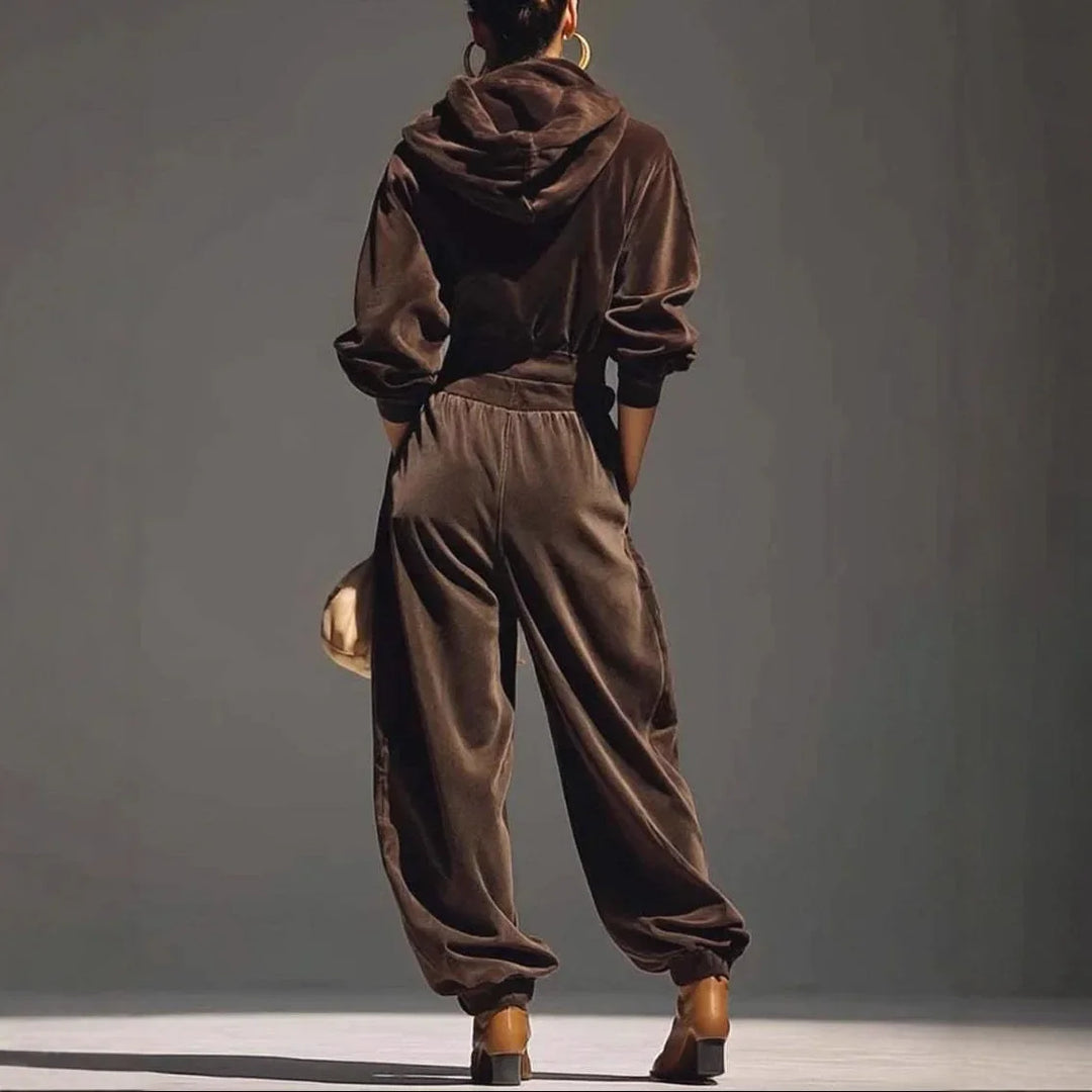 Colette Draped Hood Velvet Set