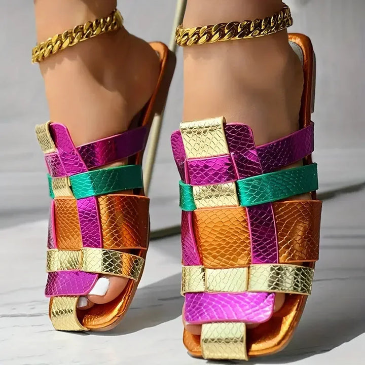 Zaria Woven Mosaic Flat Sandals