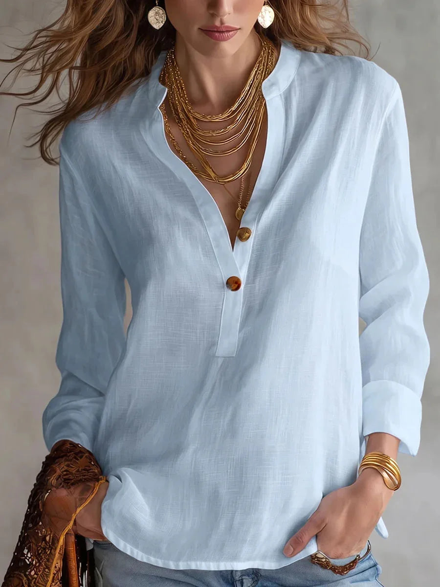 Aubrey Breathable Linen Blend Blouse