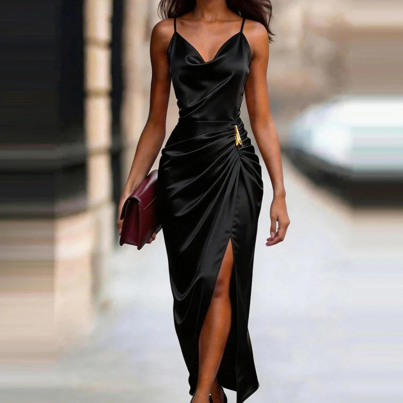 Viviana Satin Cowl Maxi Dress