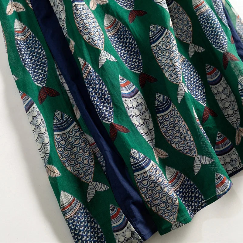Vivienne Fish Print Midi Dress