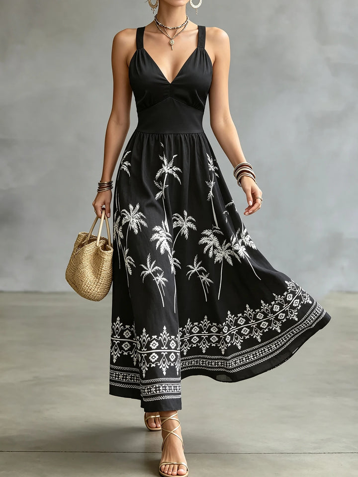 Paloma Palm Print Midi Dress