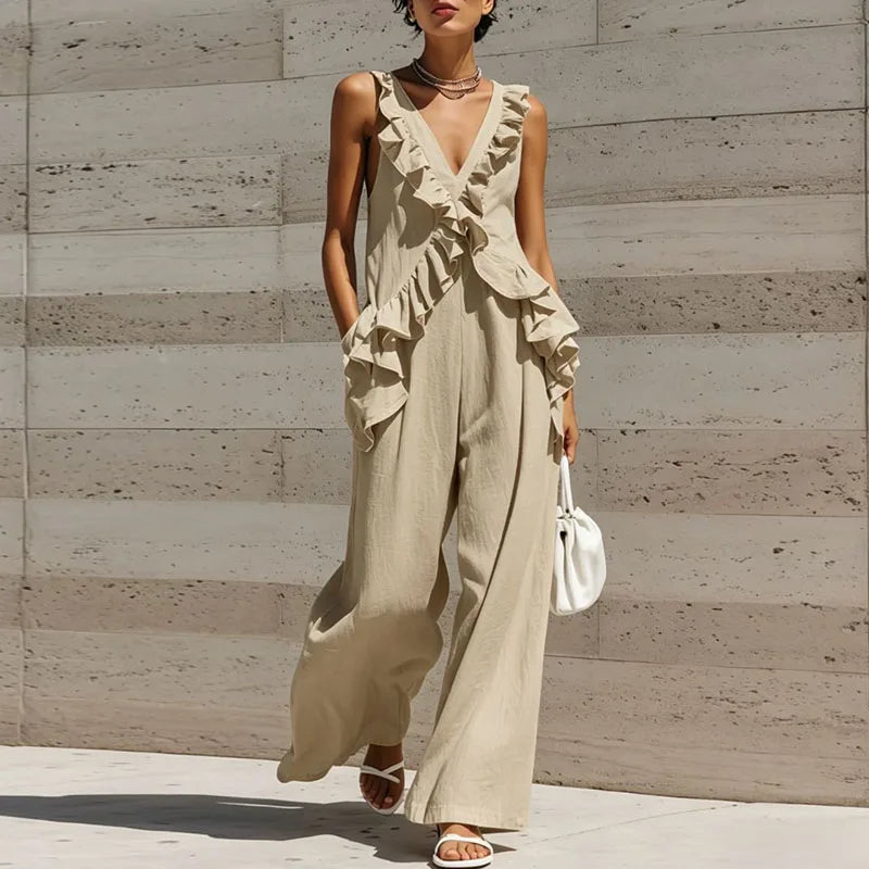 Angela Ruffle Trim Jumpsuit