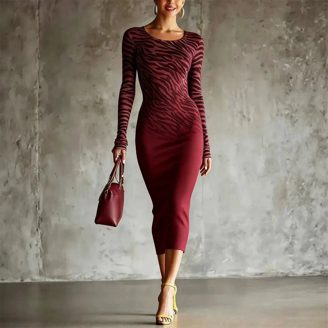Celeste Zebra Pattern Midi Dress