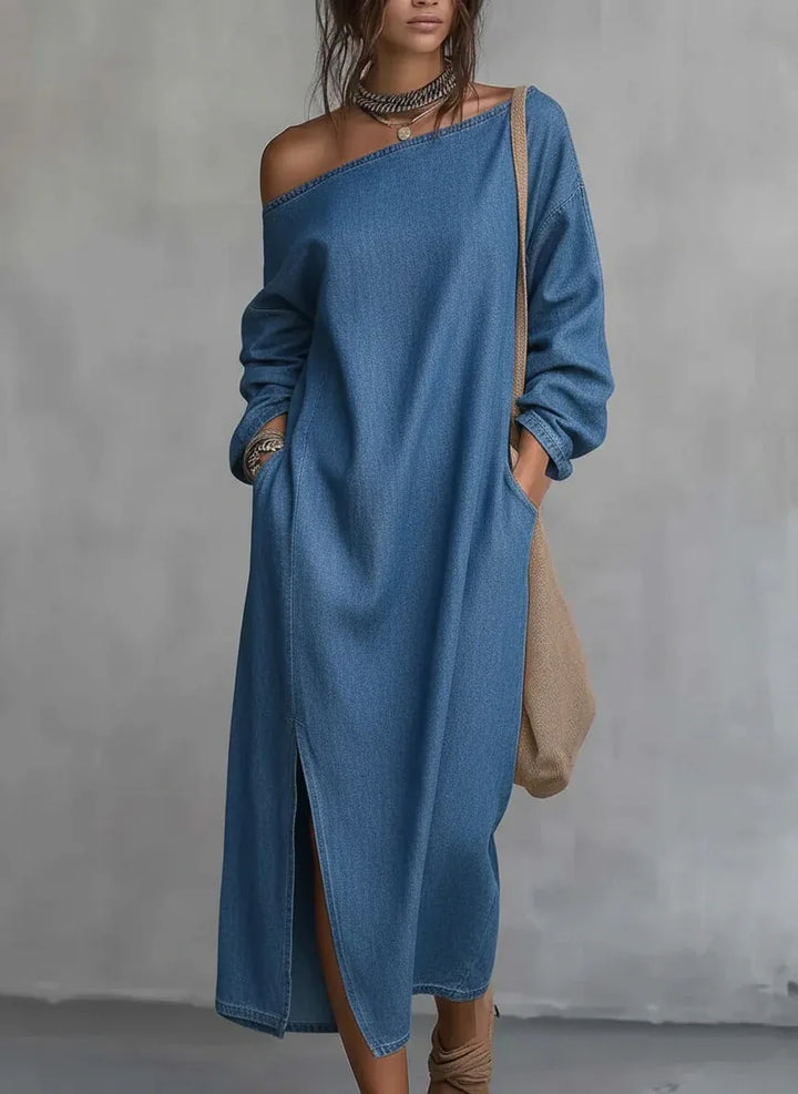 Kaylee One Shoulder Linen Maxi Dress