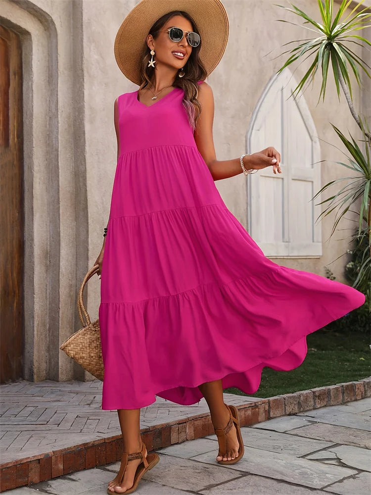 Rosalie Sleeveless Tiered Maxi Dress