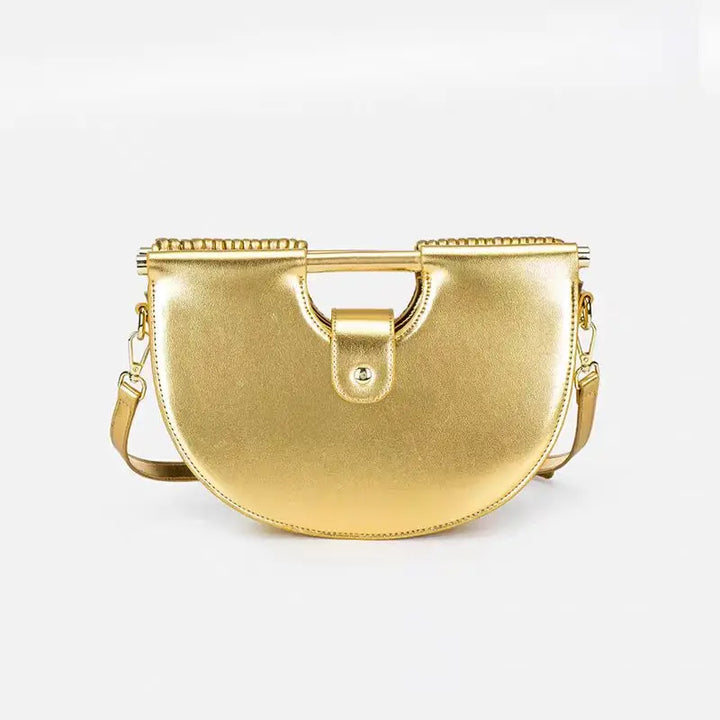 Celeste Metallic Woven Crescent Shoulder Bag
