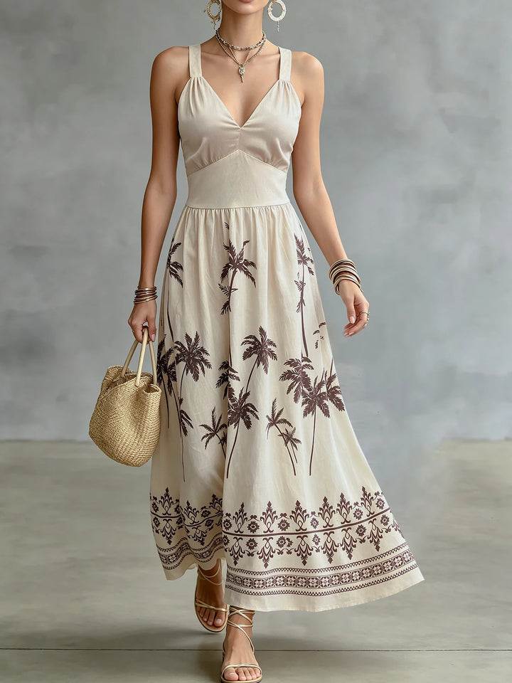 Paloma Palm Print Midi Dress