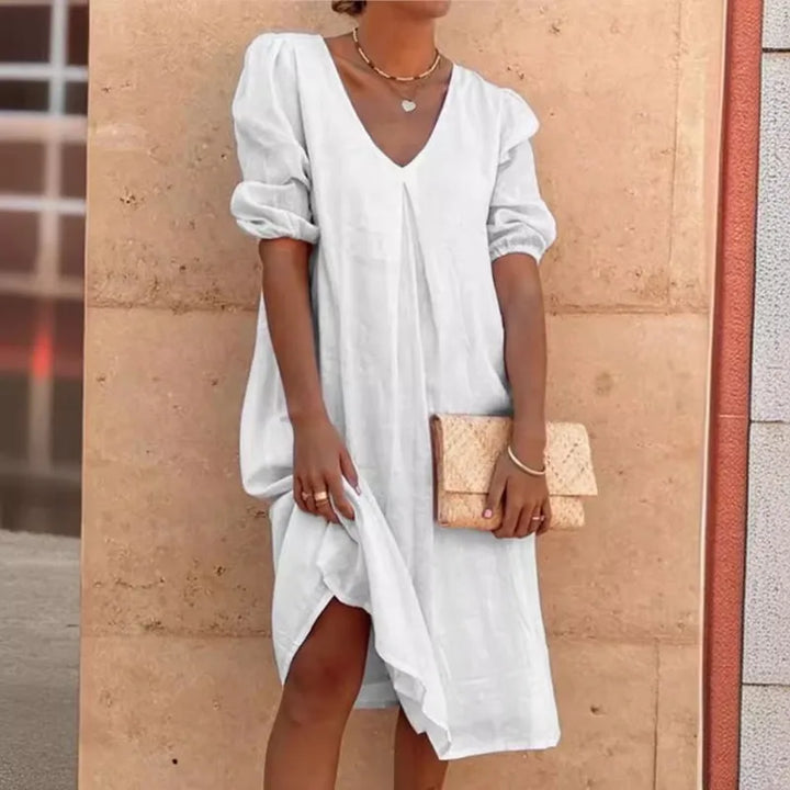 Elara Puff Sleeve Midi Dress
