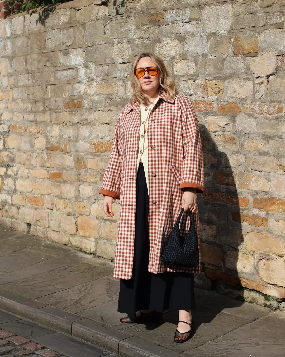Marigold Gingham Trench Coat