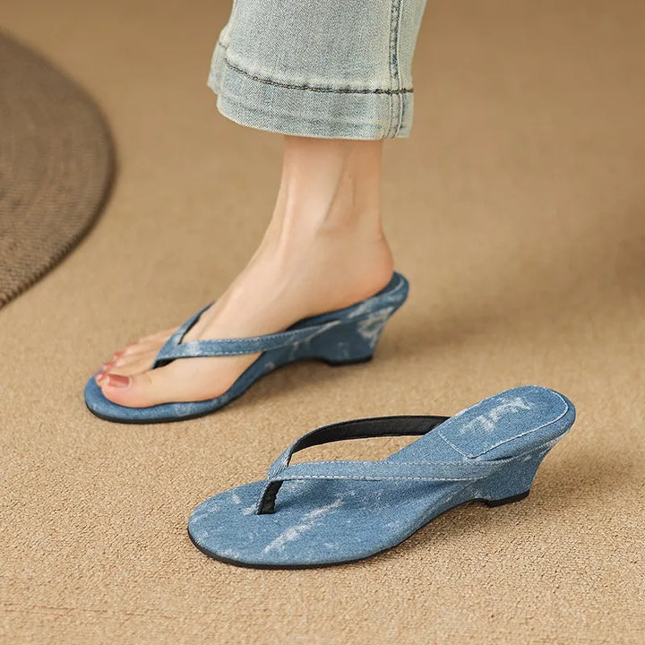 Ava Comfortable Wedge Flip Flops