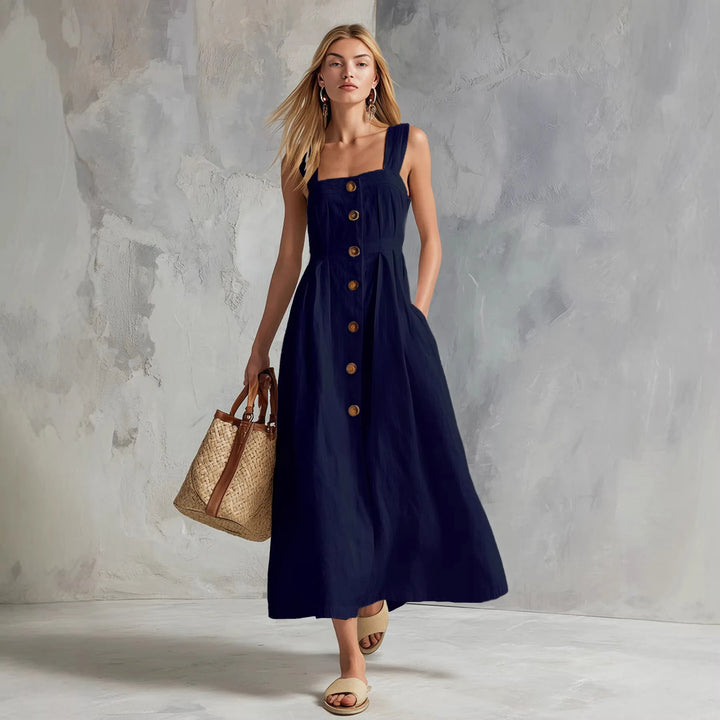 Zynara Linen Button Maxi Dress
