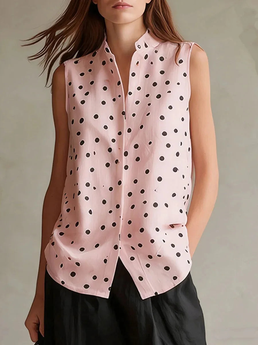 Camilla Relaxed Polka Dot Sleeveless Blouse