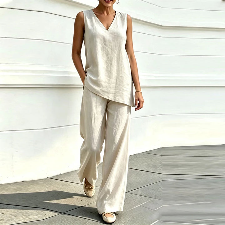 Ruby Sleeveless Blouse and Loose Pants Set