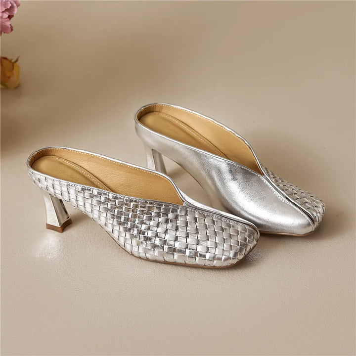 Lucia Woven Leather Heels
