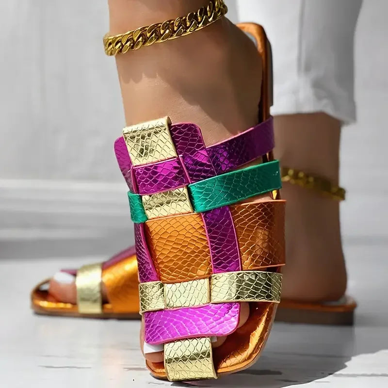 Zaria Woven Mosaic Flat Sandals