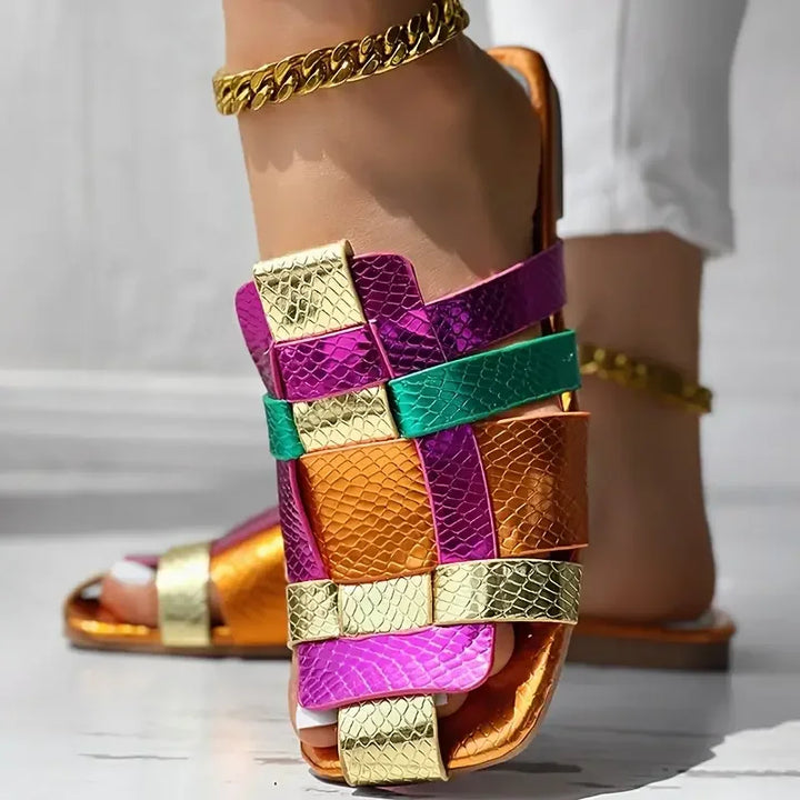 Zaria Woven Mosaic Flat Sandals