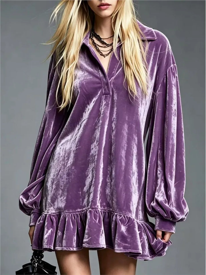Violetta Velvet Ruffle Mini Dress