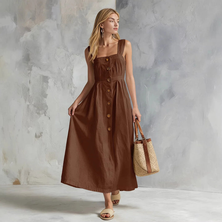 Zynara Linen Button Maxi Dress