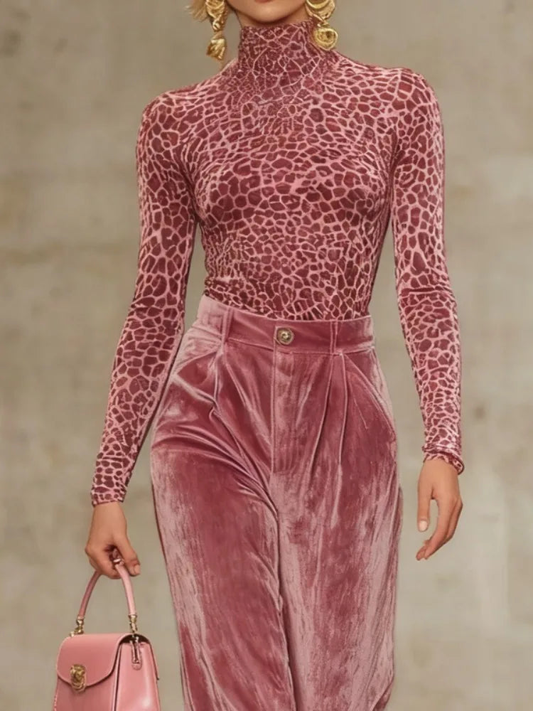 Rosalie Leopard Turtleneck Top
