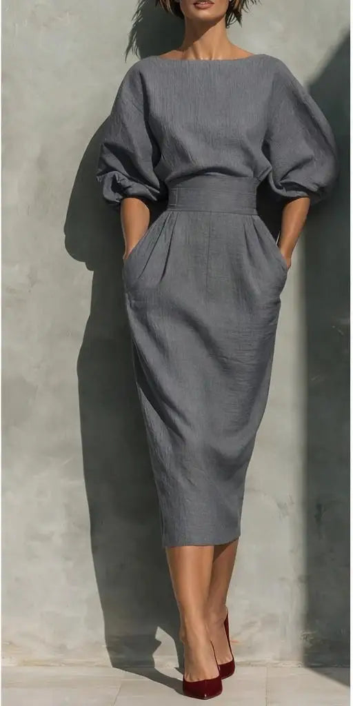 Bailey Elegant Linen Midi Dress