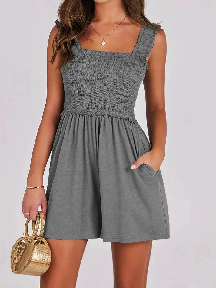 Pia Smocked Pocket Romper