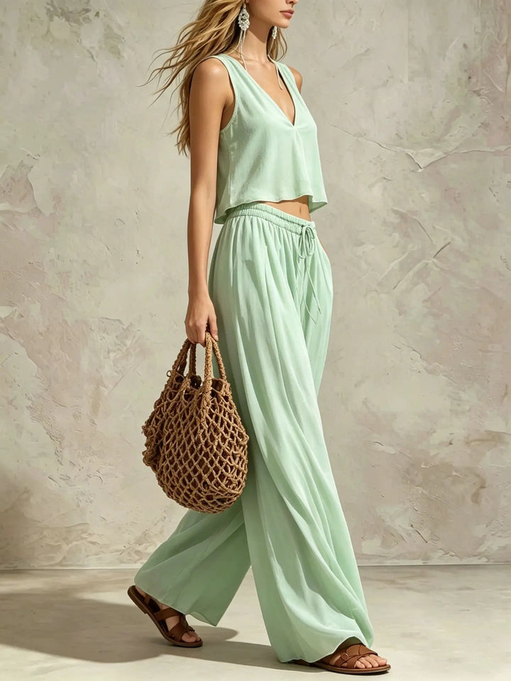 Heather Casual Summer Trouser Set