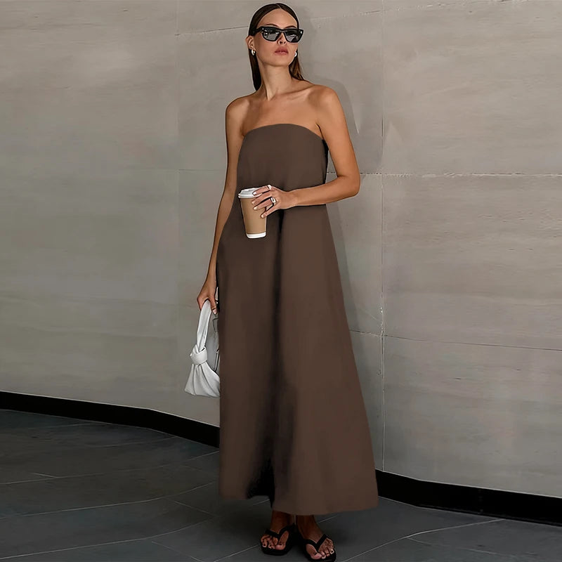 Maren Off Shoulder Linen Maxi Dress