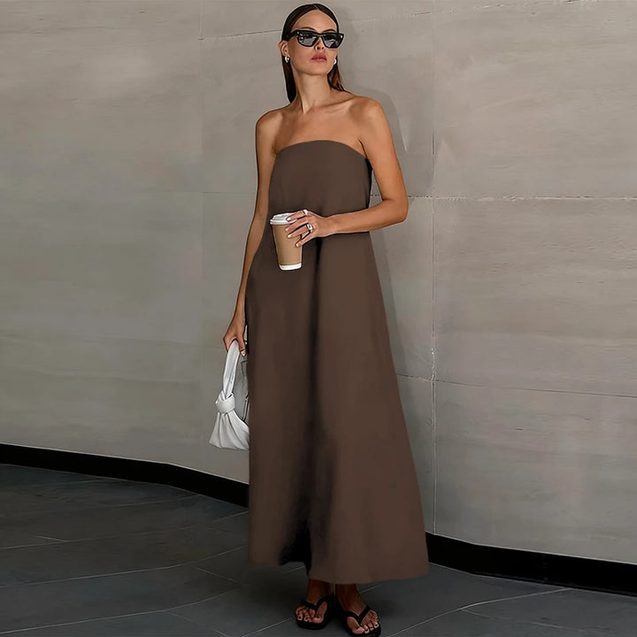 Maren Off Shoulder Linen Maxi Dress