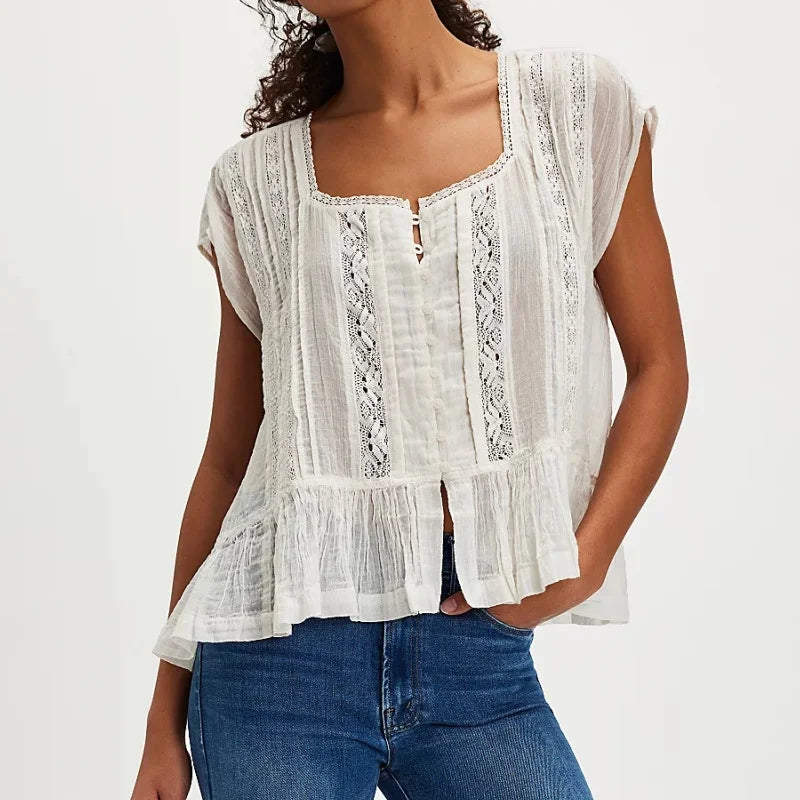 Kiana Ruffle Hem Sleeveless Blouse