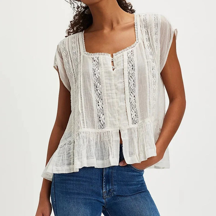 Kiana Ruffle Hem Sleeveless Blouse