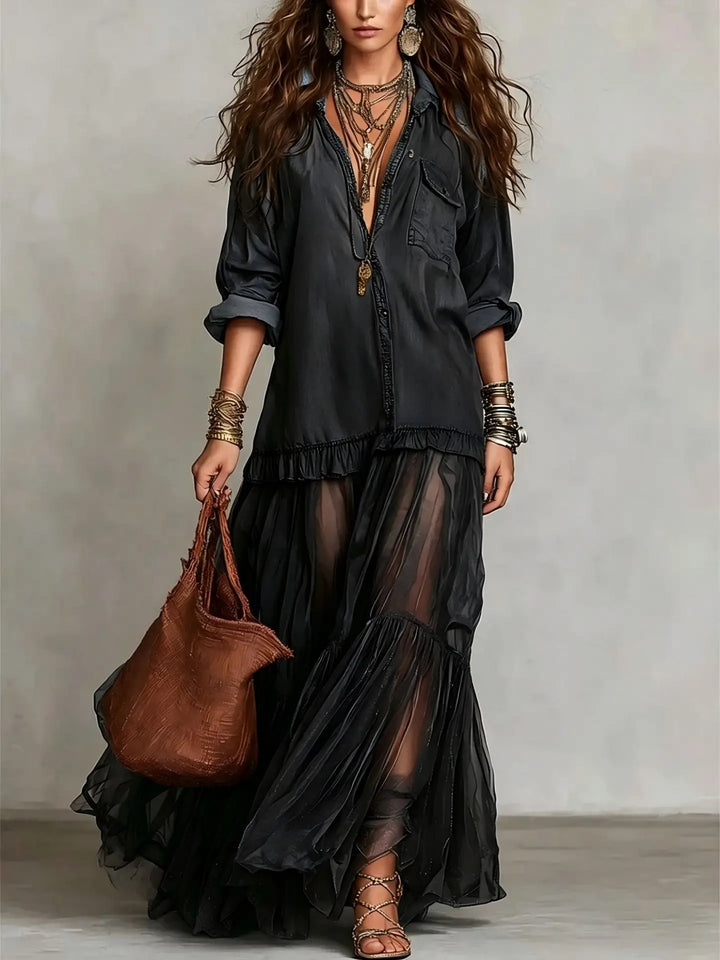 Marlowe Flowy Denim Maxi Dress