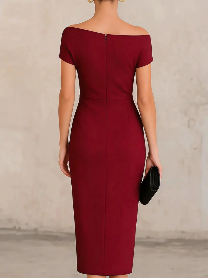 Megan Pleated Slit Midi Dress